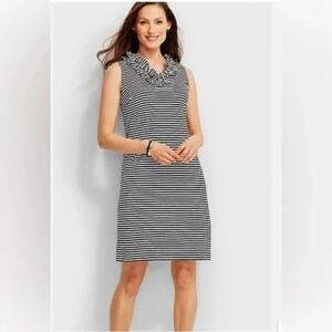 Talbots Black & White Striped Sleeveless Mini Dress Women's Size Small Petite
